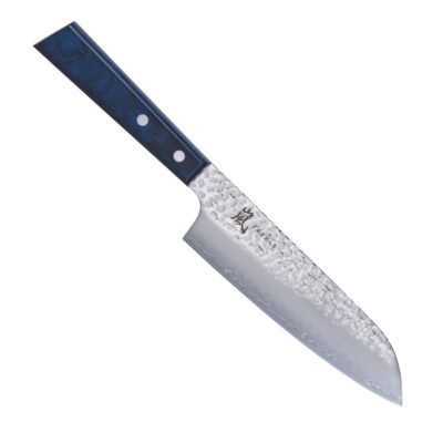 Jaapani santoku kokanuga 16,5 cm Yaxell Blue Breeze, 3-kihiline Movax Superior roostevaba teras, sinine pakkapuu