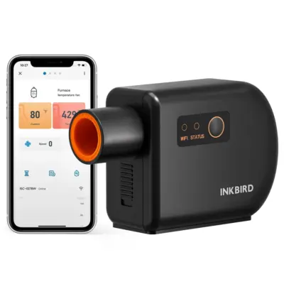 WiFi-Bluetooth suitsuahju ja kamado temperatuurikontroller ventilaatoriga INKBIRD ISC-027BW, 4 andurit
