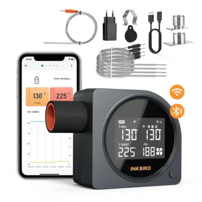 WiFi-Bluetooth kamado grilli temperatuurikontroller INKBIRD ISC-028-BW, ventilaator, 5 andurit