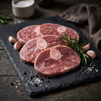 Talle ossobuco lambakoodi viilud üdikondiga, rosmariini ja küüslauguga tumedal alusel