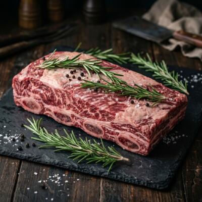 1788 Black Reserve veise short rib lihakas ribiplaat, kondid lihaga tasa, tumedal alusel rosmariiniga