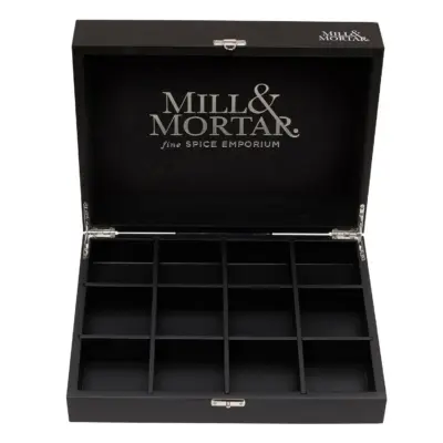 Puidust maitseainekarp Mill & Mortar Spice Chest for 12 tins, 28,7 × 22 × 9 cm