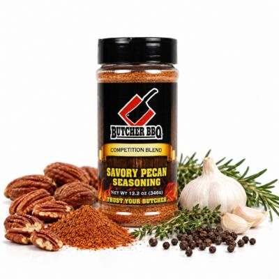 BBQ maitseainesegu Butcher BBQ Savory Pecan, suitsune ja pähkline, 340 g
