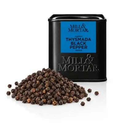 Mahe terve must pipar Mill & Mortar Black Pepper, whole, Sri Lanka, Organic, 50 g