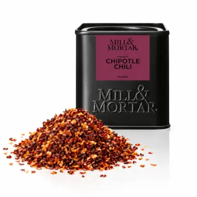Mahedad suitsutatud chipotle-tšillihelbed Mill & Mortar Chipotle Chili Flakes, 40 g