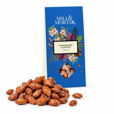 Mahedad karamelliseeritud mandlid Mill & Mortar Almonds - Caramelized, 100 g