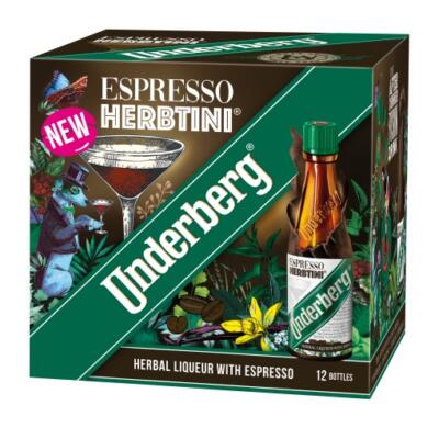 Espressoga taimeliköör Underberg Espresso Herbtini 27% vol, kinkekarp 12 x 2 cl